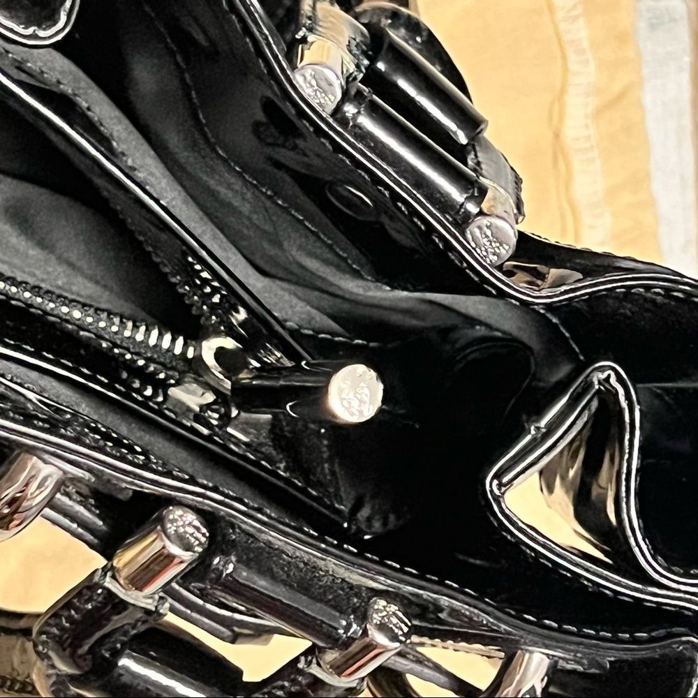 RARE Burberry Prorsum Black Patent Leather Quilted Beaton Check Hobo handbag - Picture 15 of 16